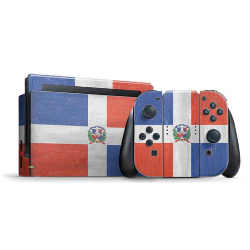 Dominican Republic Flag Distressed Nintendo Switch Bundle Skin